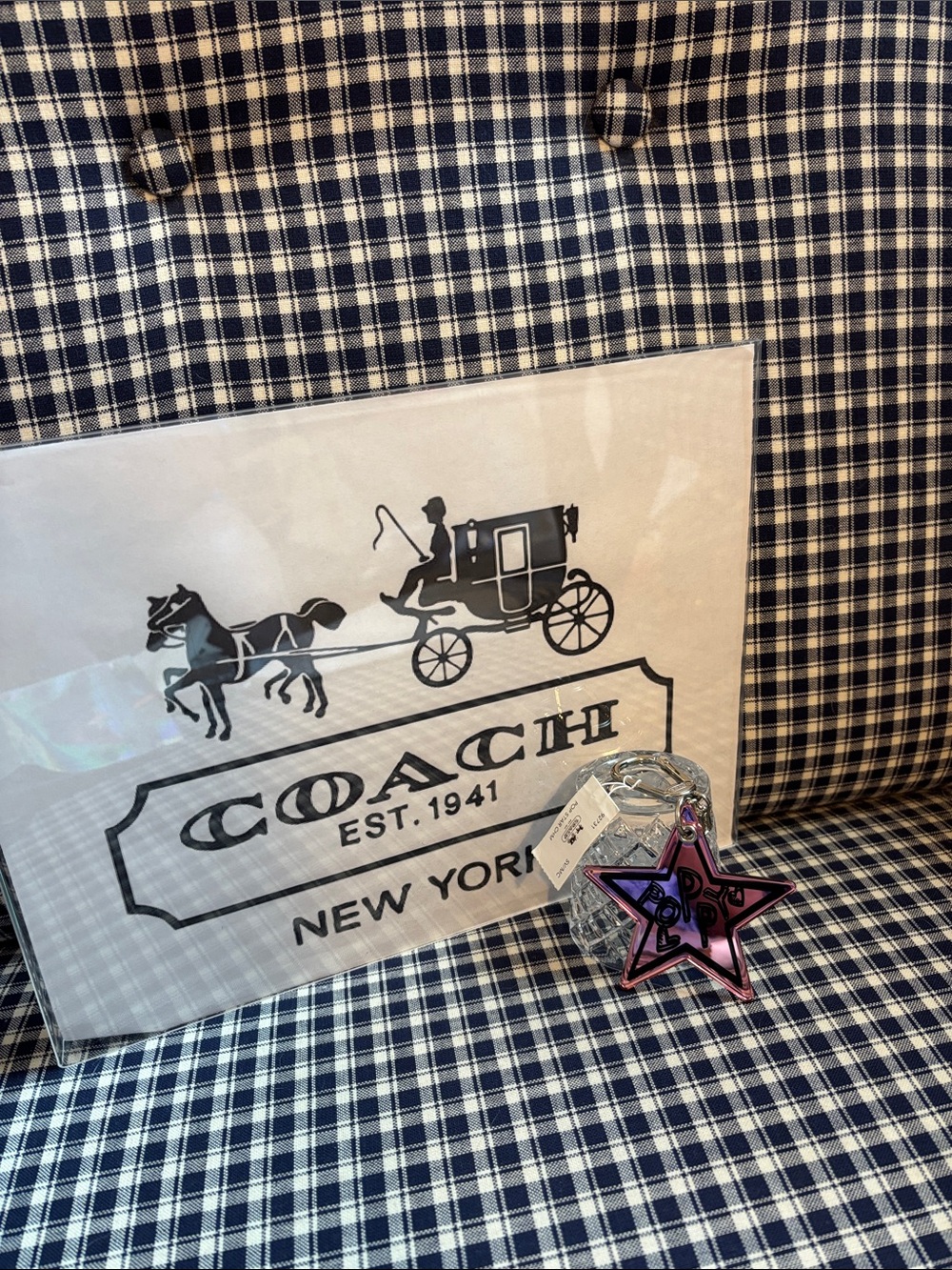 Coach poppy Metallic Pink Star Charm key ring